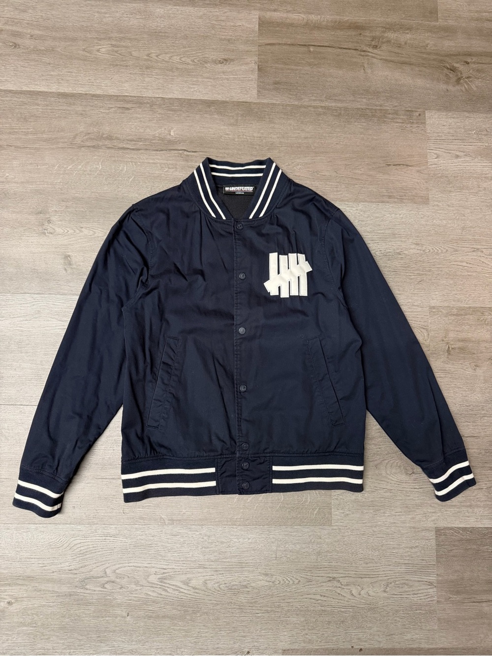Undefeated Navy 5 Strike Stadium Baseball Jacket Yankees (Medium)